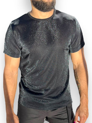 Metallic Jersey Mens Tee Shirt Shiny