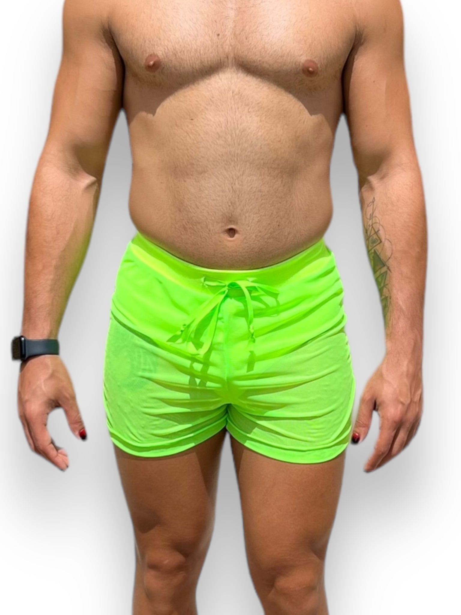 Men’s Stretch Mesh See through Elastic Waistband Shorts