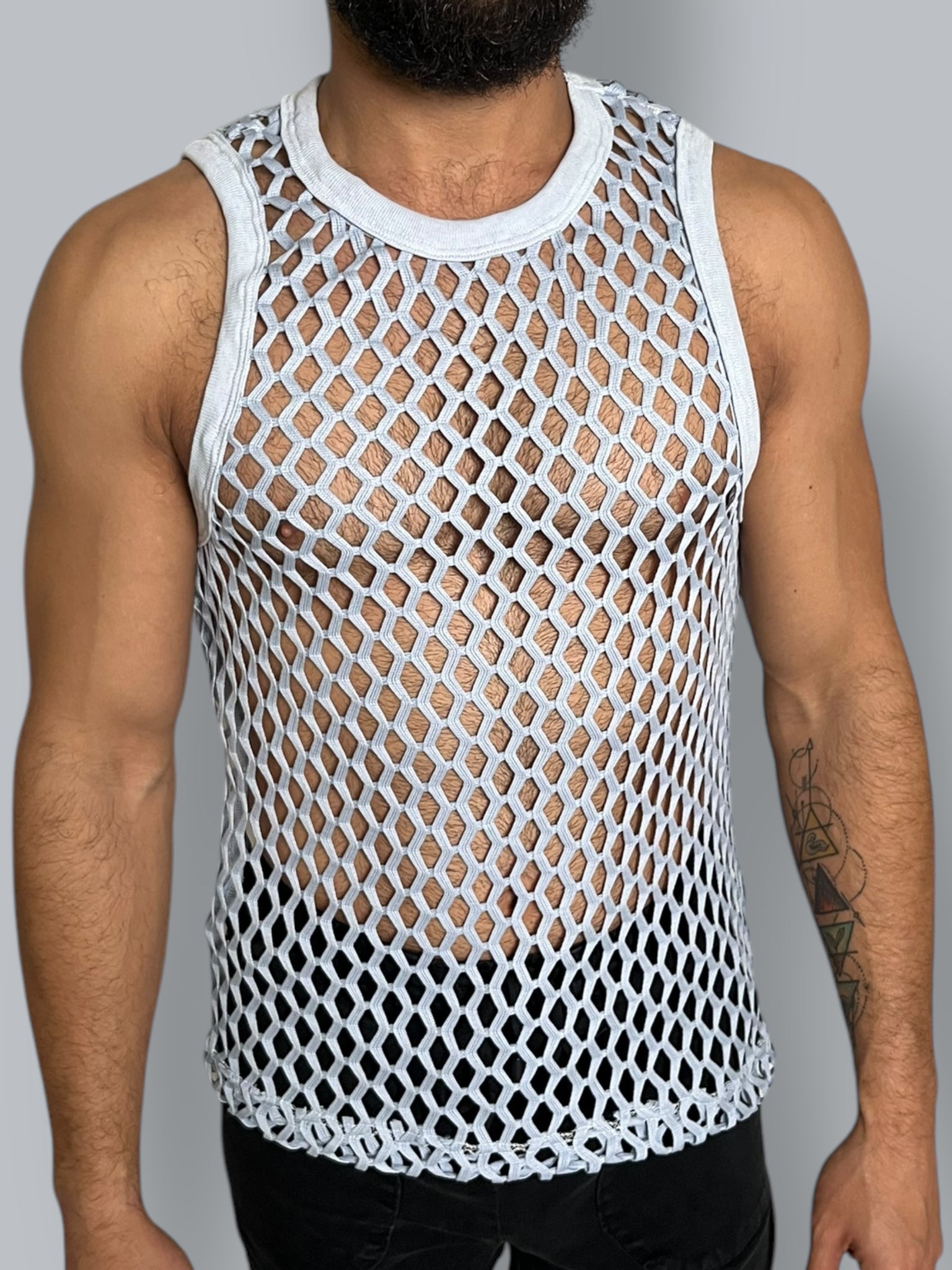 Fitted Fishnet Mens Tank