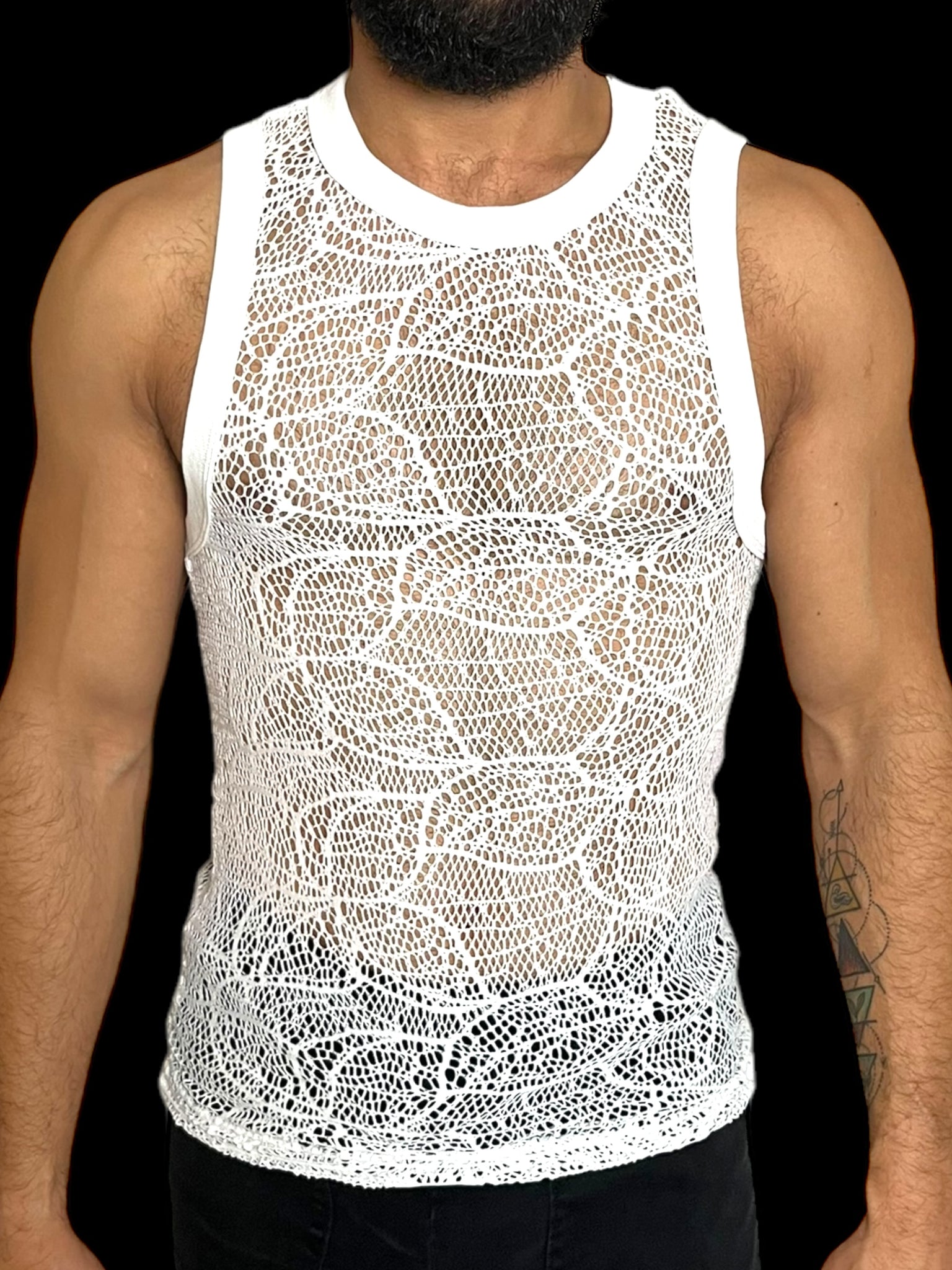 Crochet Fitted Knit Mens Tank