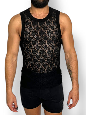 Fitted Stretch Lace Tank