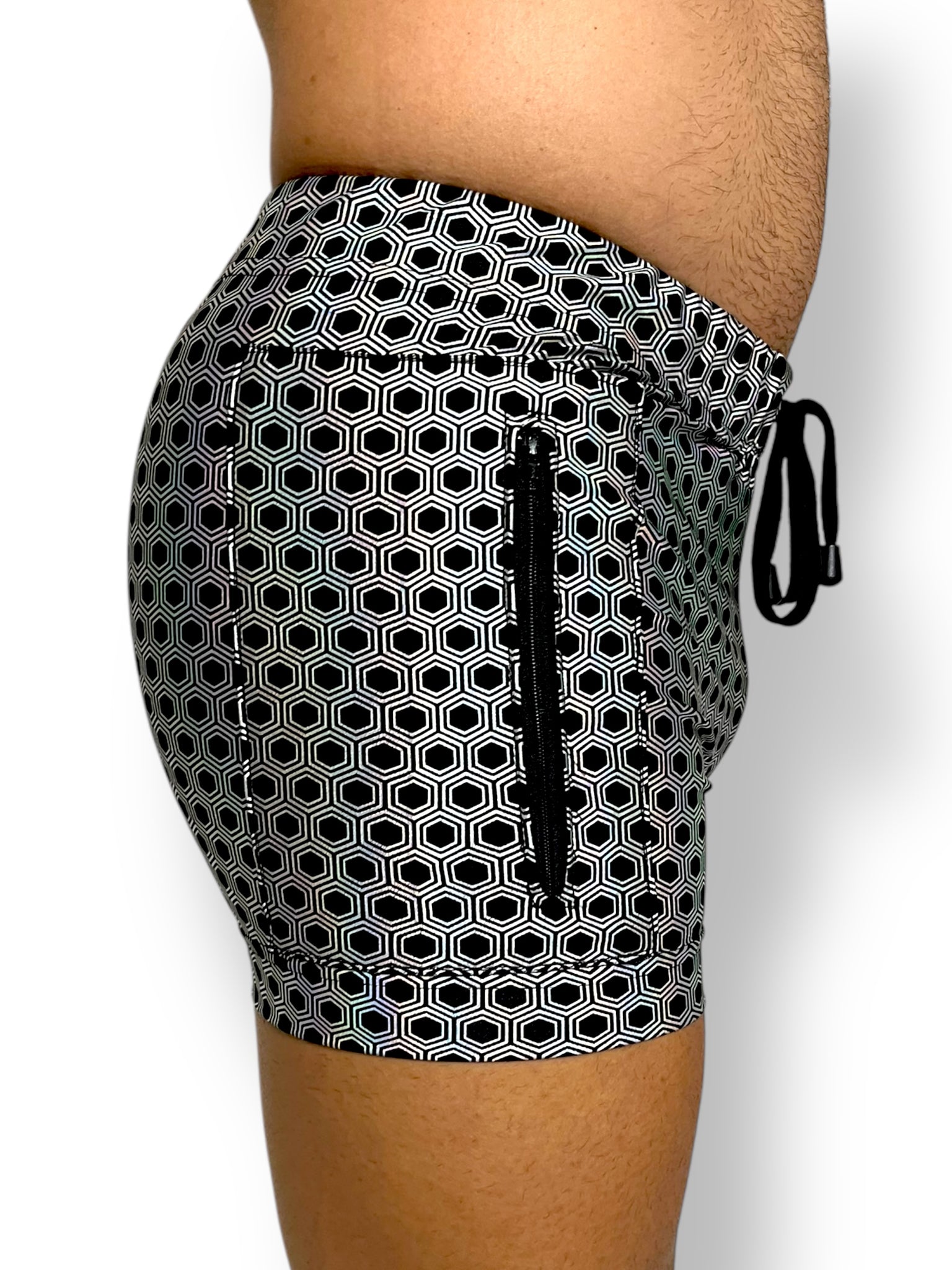 Holographic Psychedelic Print Fitted Tank and Zipper Short