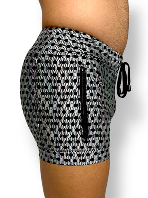 Holographic Psychedelic Print Fitted Tank and Zipper Short