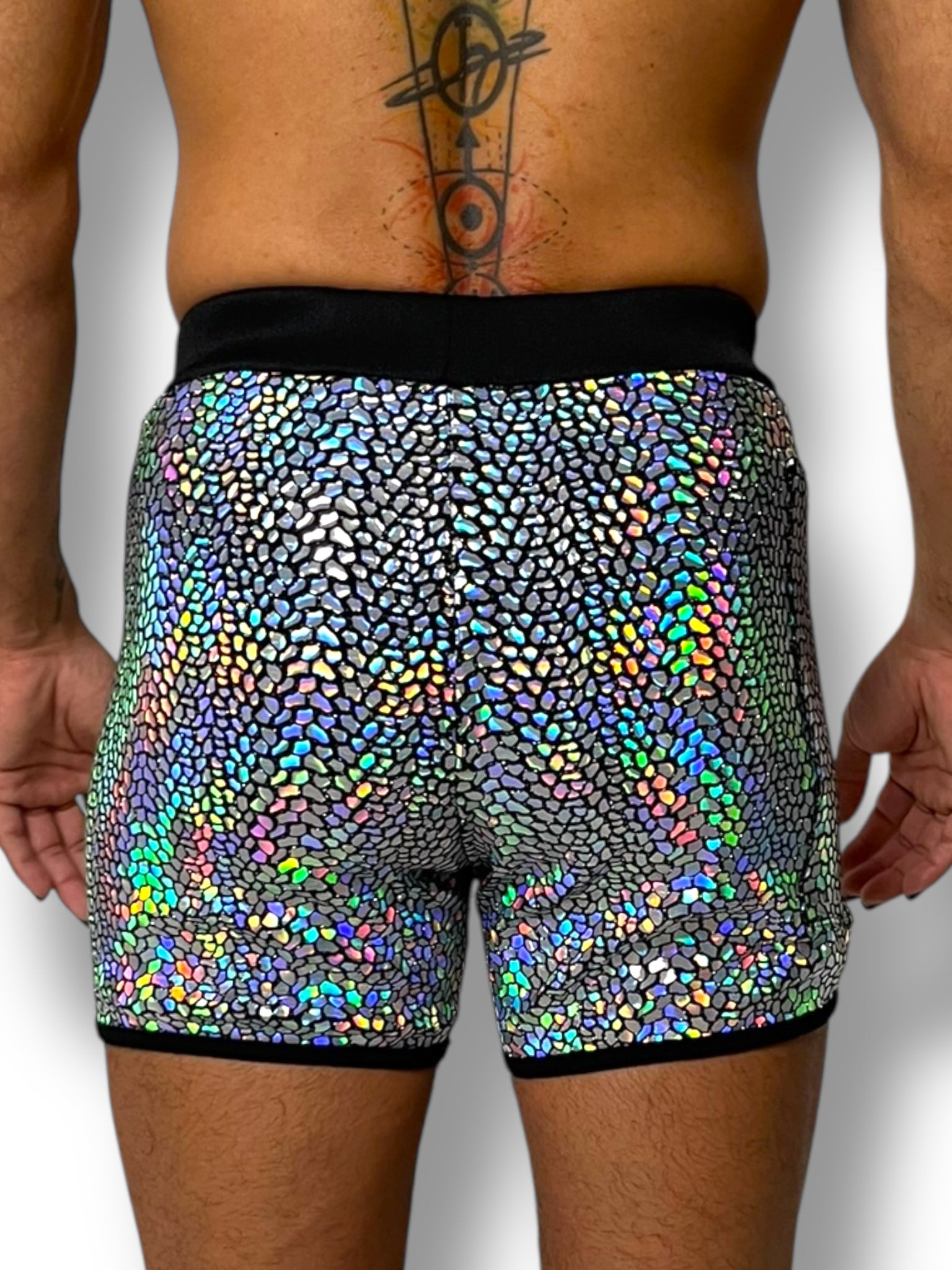 Holographic Stretch Zip Pocket Mens Short