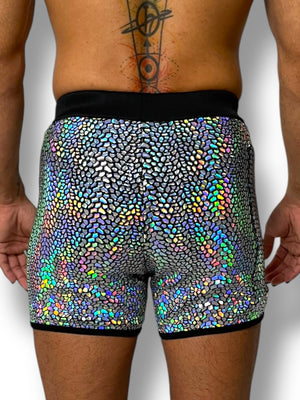 Holographic Stretch Zip Pocket Mens Short