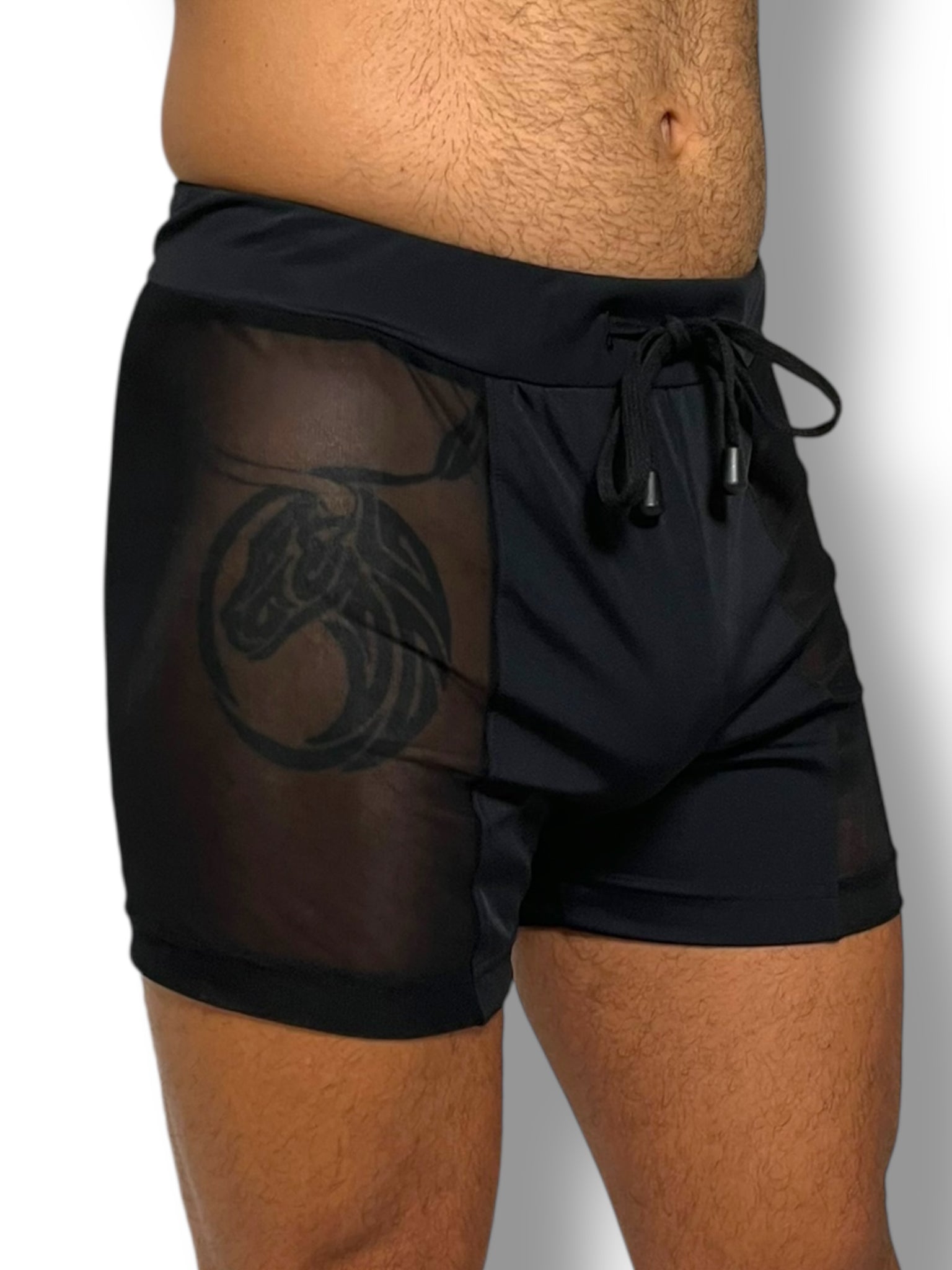 Sheer Mesh Short Side Panel Stretch