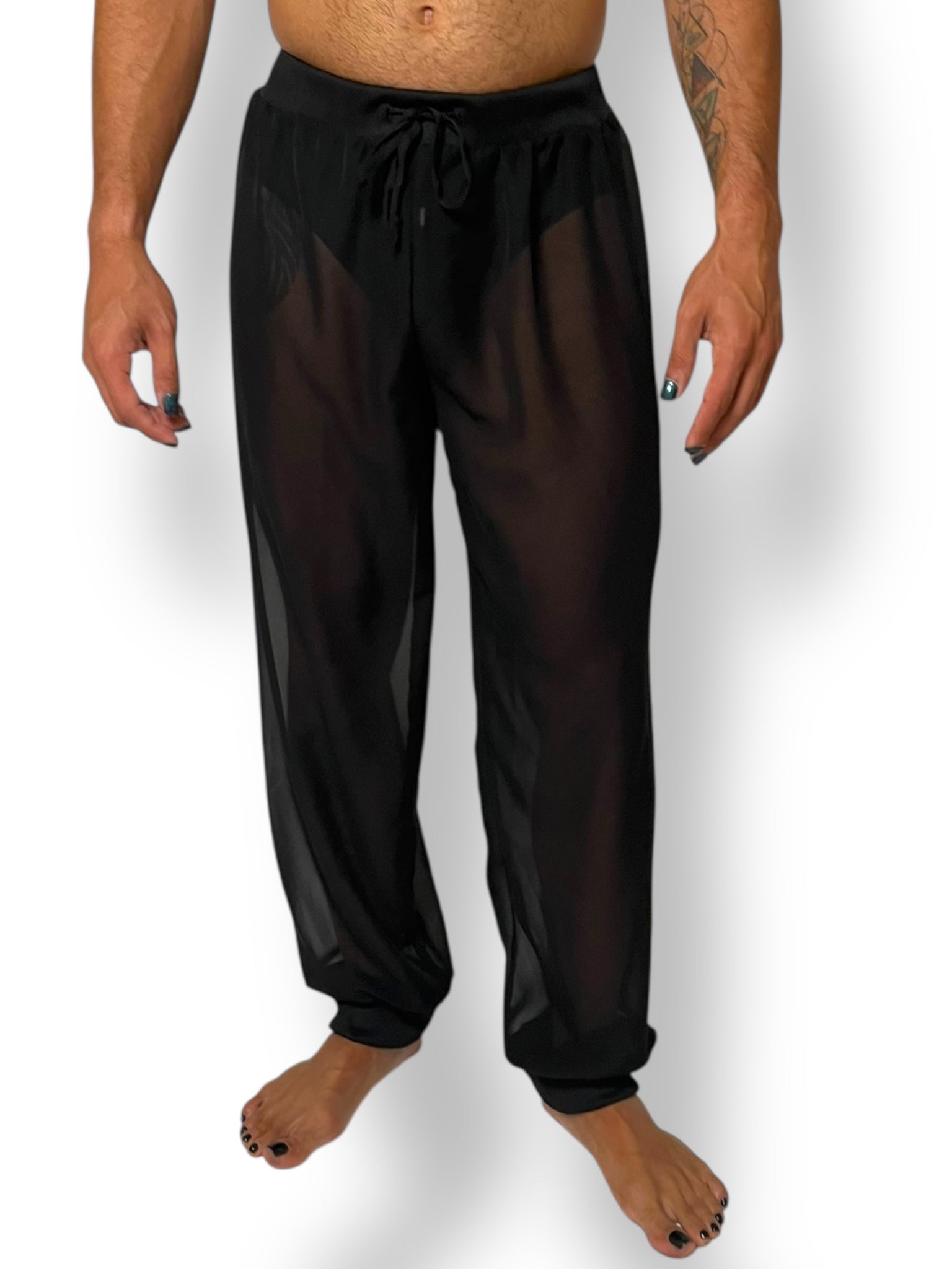Sheer Chiffon Jogger Elastic Waistband and Cuff