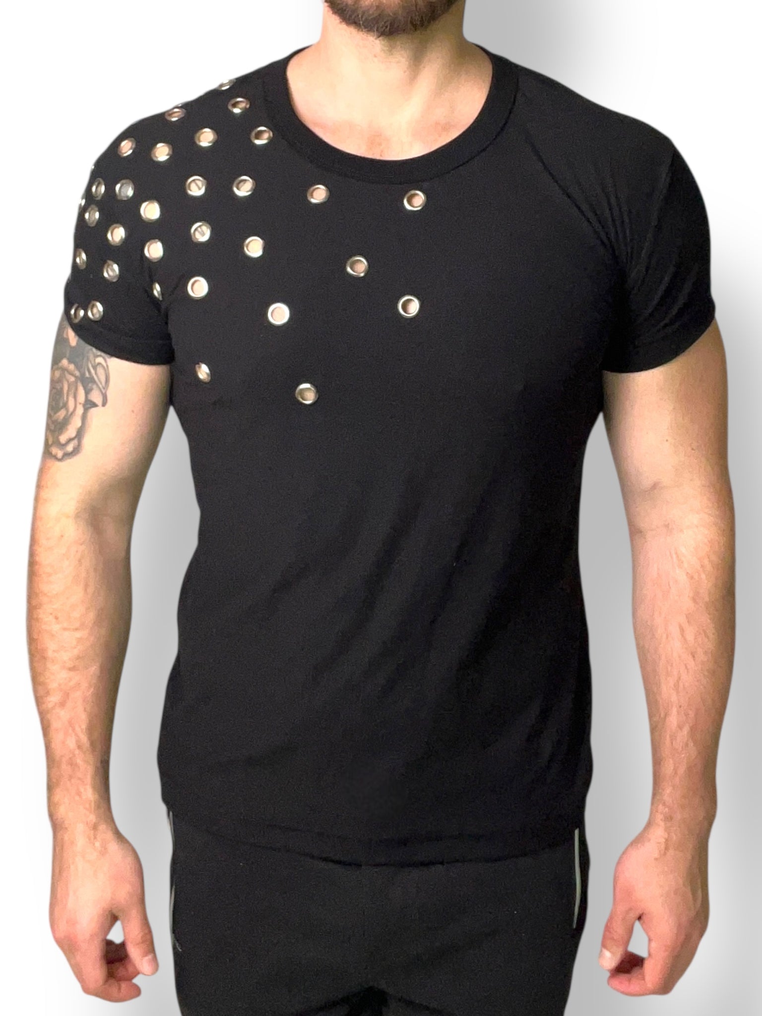 Silver Grommet Fitted Tee Shirt