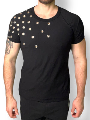 Silver Grommet Fitted Tee Shirt