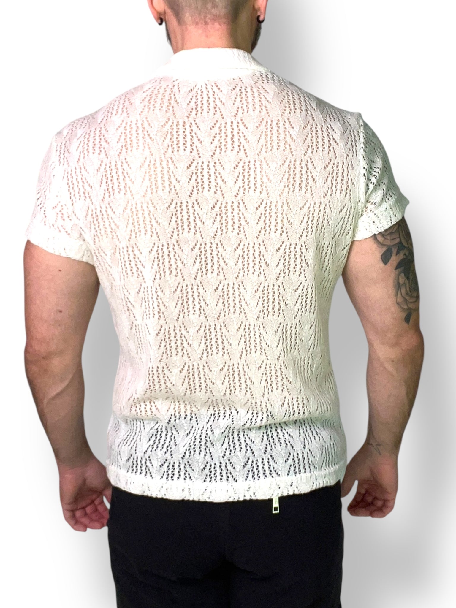 Linen Crochet Button Up Shirt