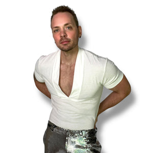 Deep V Tee Shirt White