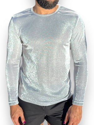 Mens Metallic Long Sleeve Tee Shirt