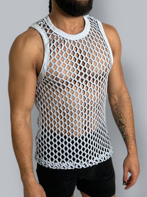 Fitted Fishnet Mens Tank