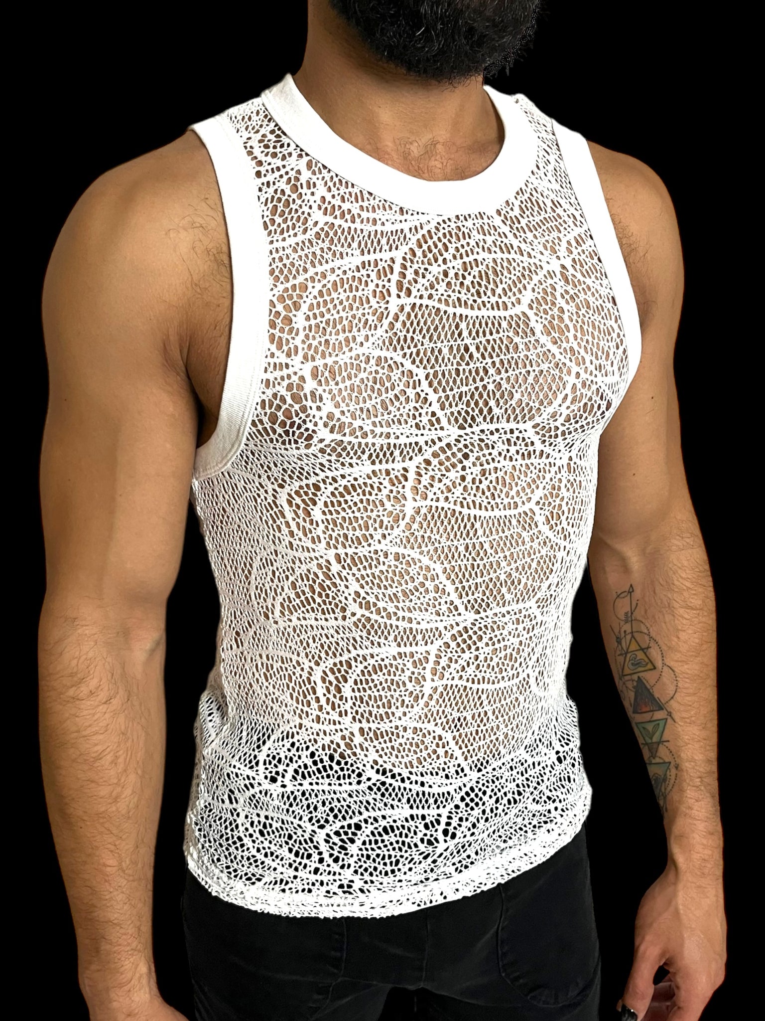 Crochet Fitted Knit Mens Tank