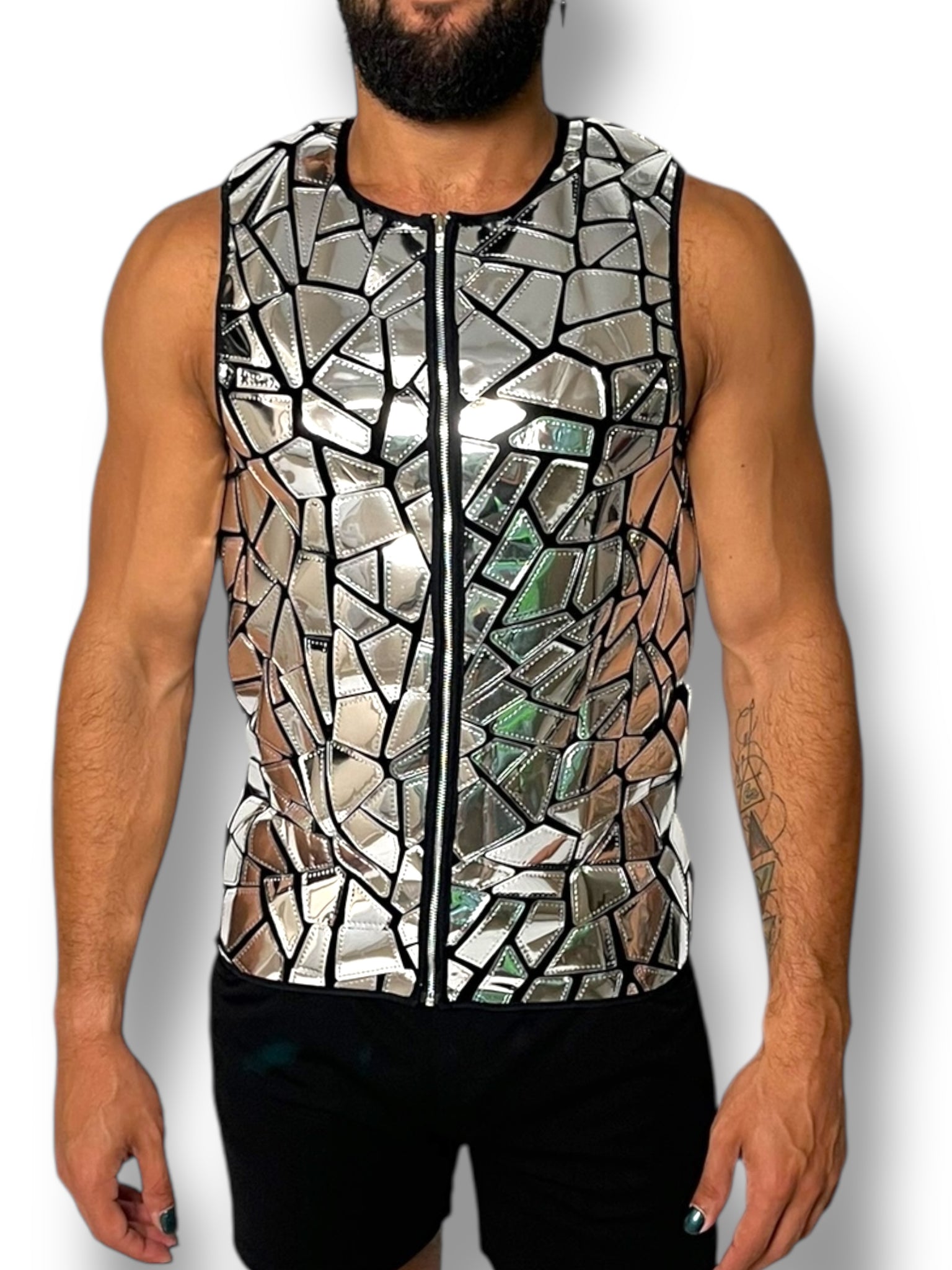 Holographic Abstract Mirror Zip Tank