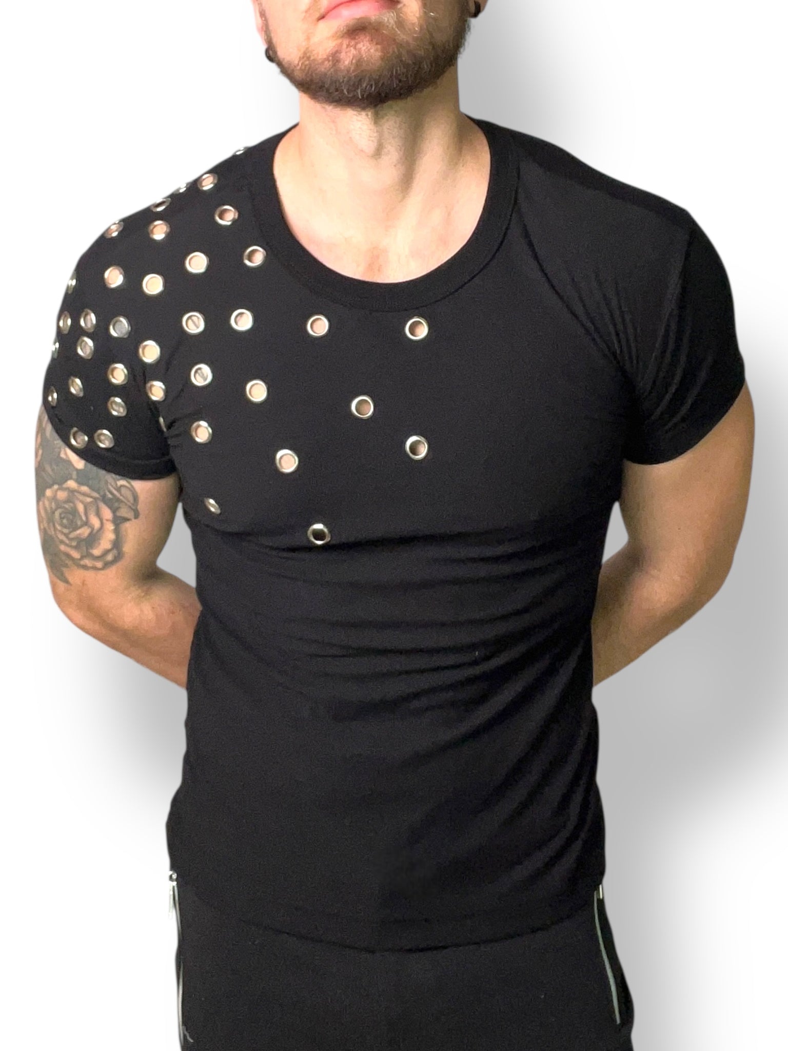 Silver Grommet Fitted Tee Shirt
