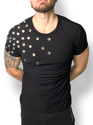 Silver Grommet Fitted Tee Shirt
