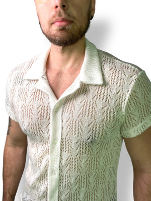 Linen Crochet Button Up Shirt