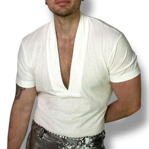 Deep V Tee Shirt White
