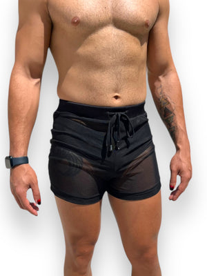 Men’s Stretch Mesh See through Elastic Waistband Shorts