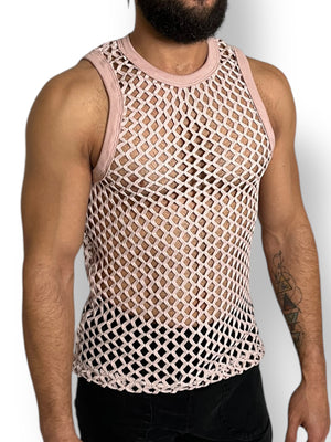 Fitted Fishnet Mens Tank