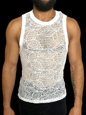 Crochet Fitted Knit Mens Tank