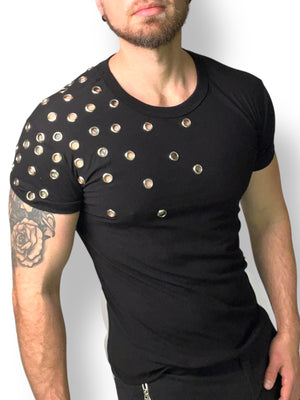Silver Grommet Fitted Tee Shirt
