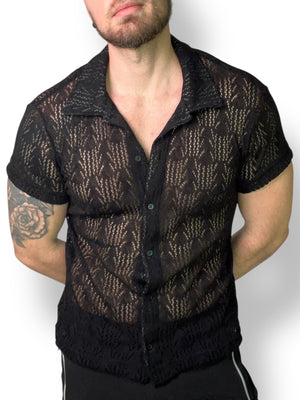 Linen Crochet Button Up Shirt
