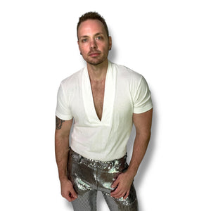 Deep V Tee Shirt White