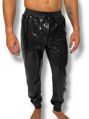 Black Sequin Stretch Hoodie Jogger Set