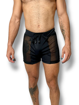 Sheer Mesh Short Side Panel Stretch