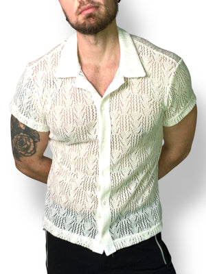 Linen Crochet Button Up Shirt