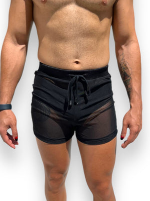 Men’s Stretch Mesh See through Elastic Waistband Shorts