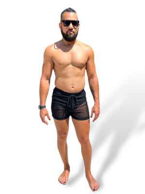 Men’s Stretch Mesh See through Elastic Waistband Shorts