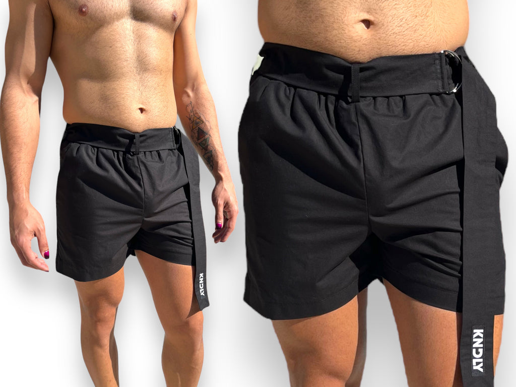 Mens Elastic Waist Short With D-ring Belt