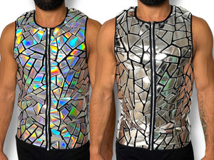 Holographic Abstract Mirror Zip Tank