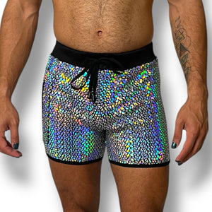 Holographic Fitted Hooded Zip Tank Set