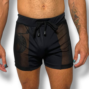 Sheer Mesh Short Side Panel Stretch