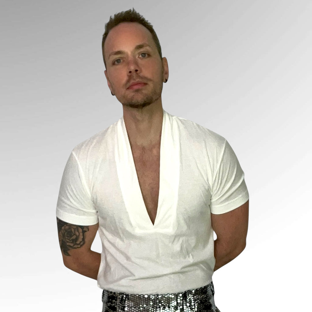 Deep V Tee Shirt White