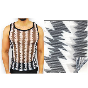 Stretch Mesh Zig Zag Pattern Tank