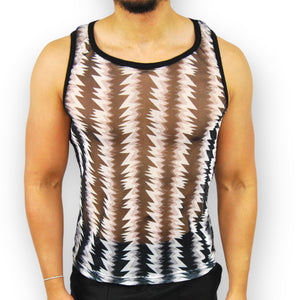 Stretch Mesh Zig Zag Pattern Tank