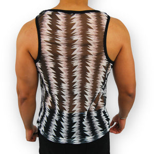 Stretch Mesh Zig Zag Pattern Tank